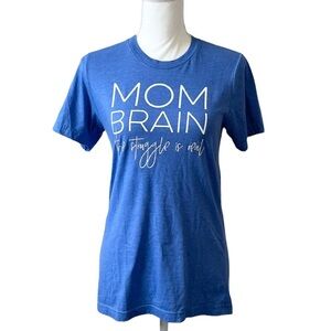 Bella Canvas Blue Mom Casual T-Shirt with Glitter Words Women’s Tee Size Small